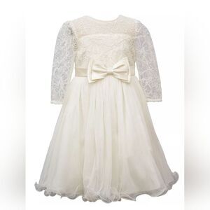 Bonnie Jean 3T Sequin Bonanza Beige Waistline Girl Dress Wire Hem Mesh Waistband